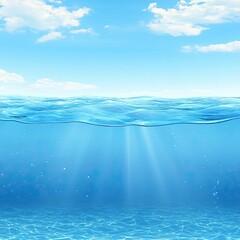 A top-down photo of the sea's surface under daylight, capturing natural colors and waves, used as a reference for a seamless square pattern texture design