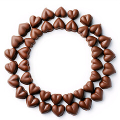 Fototapeta premium Front View, Circular Picture Frame Made of Heart-Shaped Chocolates, Indulgent and Playful