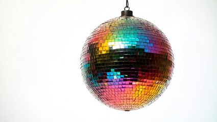 disco ball isolated Disco ball with sparkles isolated isolated in front of a Mirror disco ball. technology decoration for rooms. On a white background. 
