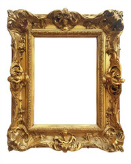 Front View, Antique-Style Rectangular Picture Frame with Gold Filigree and Vintage Valentine Postcards