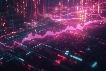 Obraz premium Glowing Digital Financial Chart in Minimalist Frame Showcasing Data Insights