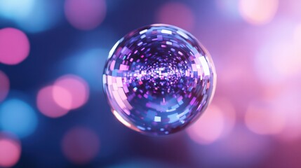 abstract background with a futuristic glowing sphere and bokeh lights