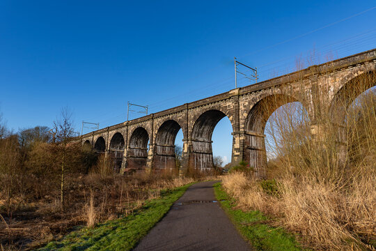 The Sankey Viaduct (Nine Arches) near Newton-le-Willows in Merseyside, UK
