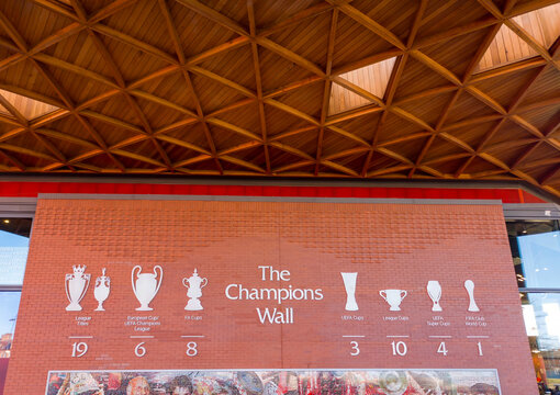 The Champions Wall at Anfield in Liverpool, UK
