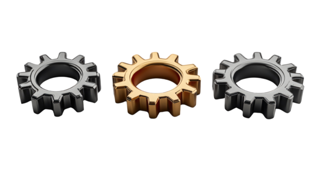 3d Gear wheel element isolated on a white transparent background