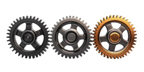 3d Gear wheel element isolated on a white transparent background