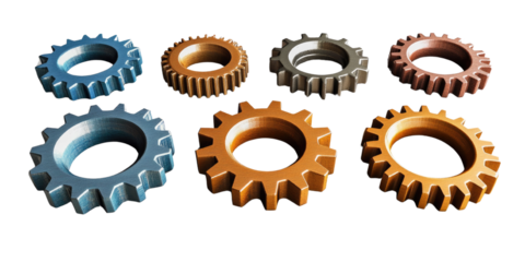 3d Gear wheel element isolated on a white transparent background