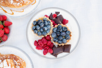 A bowl of fruit on a plate
