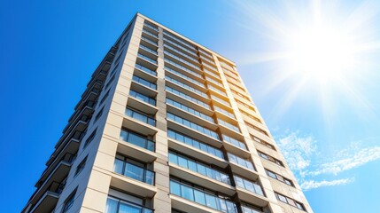 Obraz premium Modern High-Rise Building Against a Sunny Sky