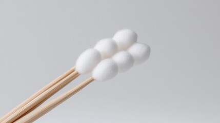 Close-up of cotton swabs on a gray background