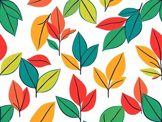 Vibrant Leaf Minimalist Pattern Backgrounds - AI Art