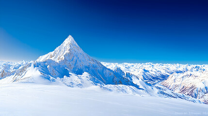 Obraz premium Snowy mountain peak, clear sky, winter landscape, travel backdrop
