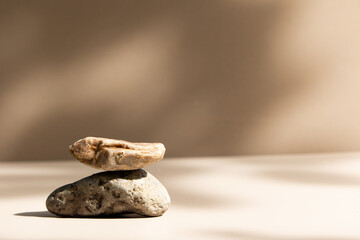 Stone Podium on Dark Beige Background for Elegant Beauty Display