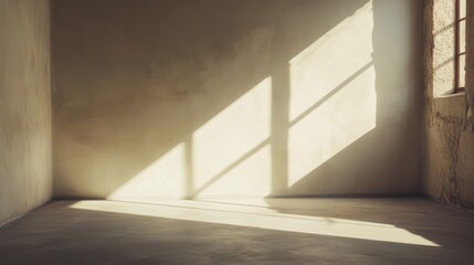 Obraz premium Empty Room Filled with Sunlight and Shadow: A Minimalist Architectural Scene