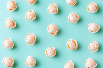 A stylish summer design showcasing vanilla ice cream and sunlight against a vibrant light blue backdrop, representing a minimal summer theme