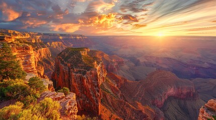 Fototapeta premium The Astonishing Panorama: Sunset over the Grand Canyon in the United States