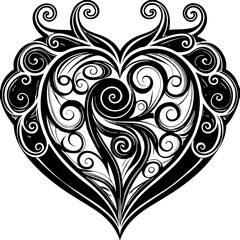 A heart outline with a delicate swirl
