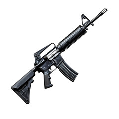 Assault Rifle Weapon Gun isolated on a white transparent background