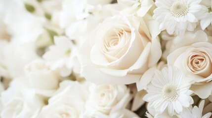 Obraz premium Stunning Bouquet of White Roses and Daisies - A Celebration of Floral Beauty