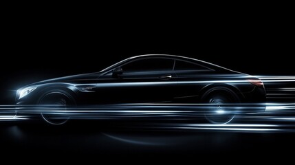 Fototapeta premium Sleek Black Car Silhouette in Motion - A Stunning Automotive Design