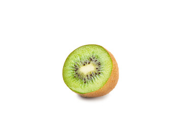 Kiwi isolated on white background. Whole fruit and slices pieces of kiwi on white background. fresh...