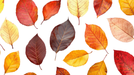 Autumn Leaves isolated on a white transparent background