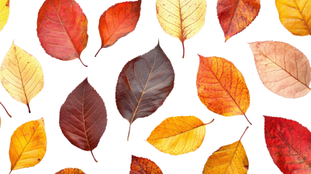 Autumn Leaves isolated on a white transparent background
