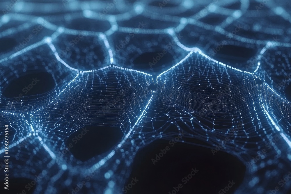 Poster abstract digital network structure with glowing nodes and lines