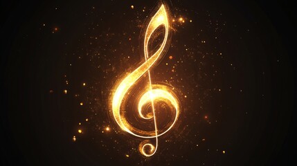 Golden Treble Clef, Sparkling Music Symbol Art