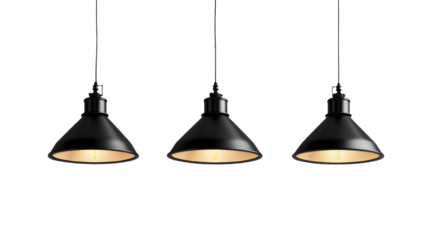 black hanging lamp element set isolated on a white transparent background