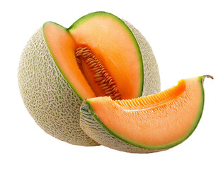 Cantaloupe melon isolated on white background, cutout