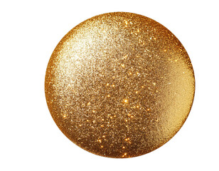 gold glitter texture circle, isolated on white background, cut out