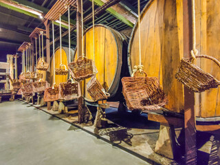 Barrels for the manufacture, production and ageing of cider. Asturias, Spain.