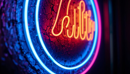 Fototapeta premium Close-up of a glowing neon sign in the dark