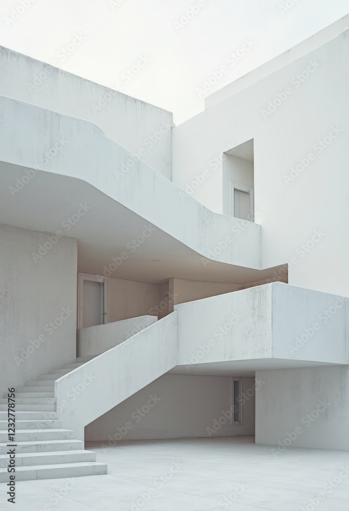 Aufkleber Modern White Building with Minimalist Design and Monochromatic Color Scheme