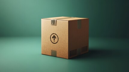A 3D cardboard box with a fragile symbol, neatly illustrated on a green backdrop 