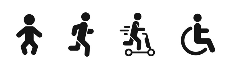 Human icons. Flat black human icons. Man vector icons.