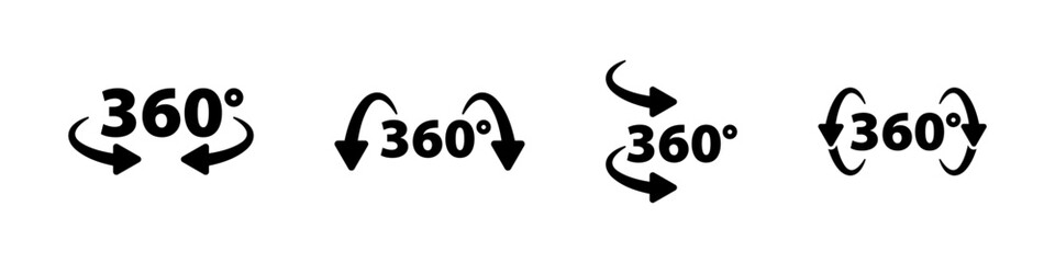 Full 360 degrees rotation icons. Circular arrows indicating full rotation