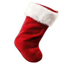red christmas stocking isolated on transparent background