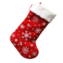 red christmas stocking isolated on transparent background