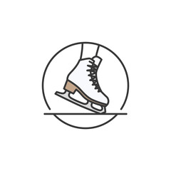 Embrace the excitement of ice skating with this sleek icon, featuring a classic white skate with black laces and a brown heel. The minimalist design captures the grace and thrill of gliding on ice