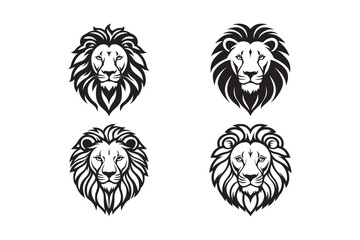 Fototapeta premium Black and White Lion Head Logo Set