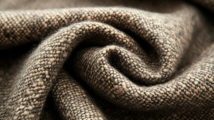 Fototapeta premium Brown textured fabric, close-up, soft folds, textile background, design