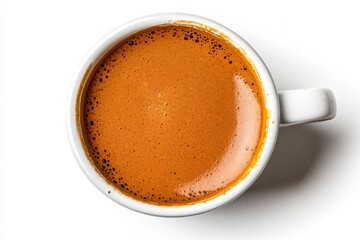 Close-Up View of Freshly Brewed Coffee in a White Mug