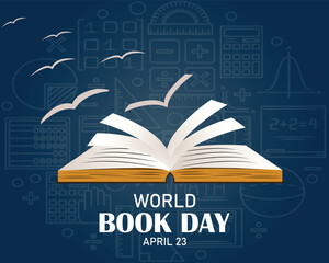 World Book Day, April 23. Banner, card, poster, postcard, placard, background design.