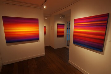 Colorful Abstract Art Installation in Modern Gallery Setting