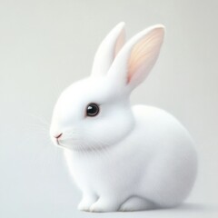 Obraz premium adorable white baby bunny rabbit on a light background