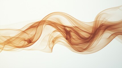 Brown smoke wave flowing on white background, abstract design element