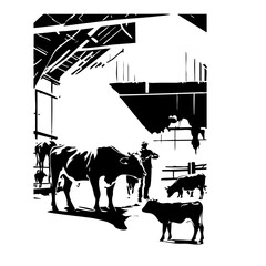 Obraz premium Cow Farm Vector Logo Design