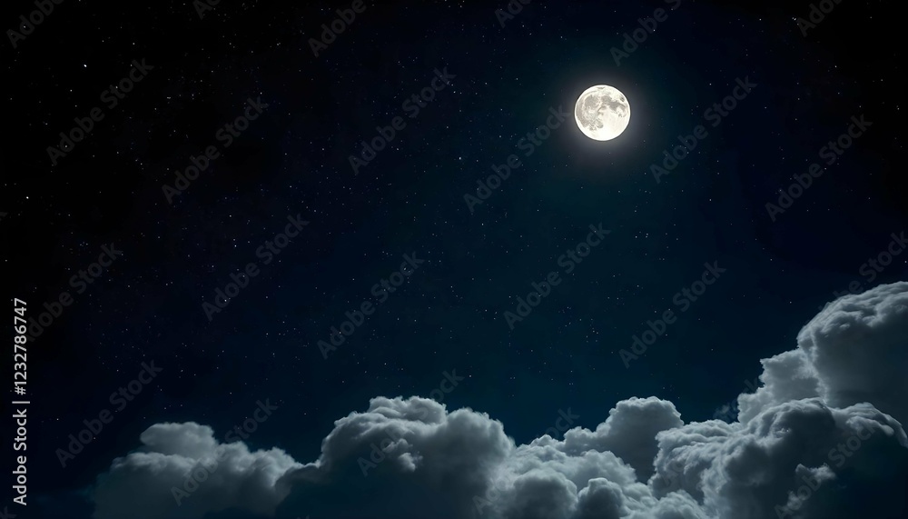 Wall mural sky with moon and clouds